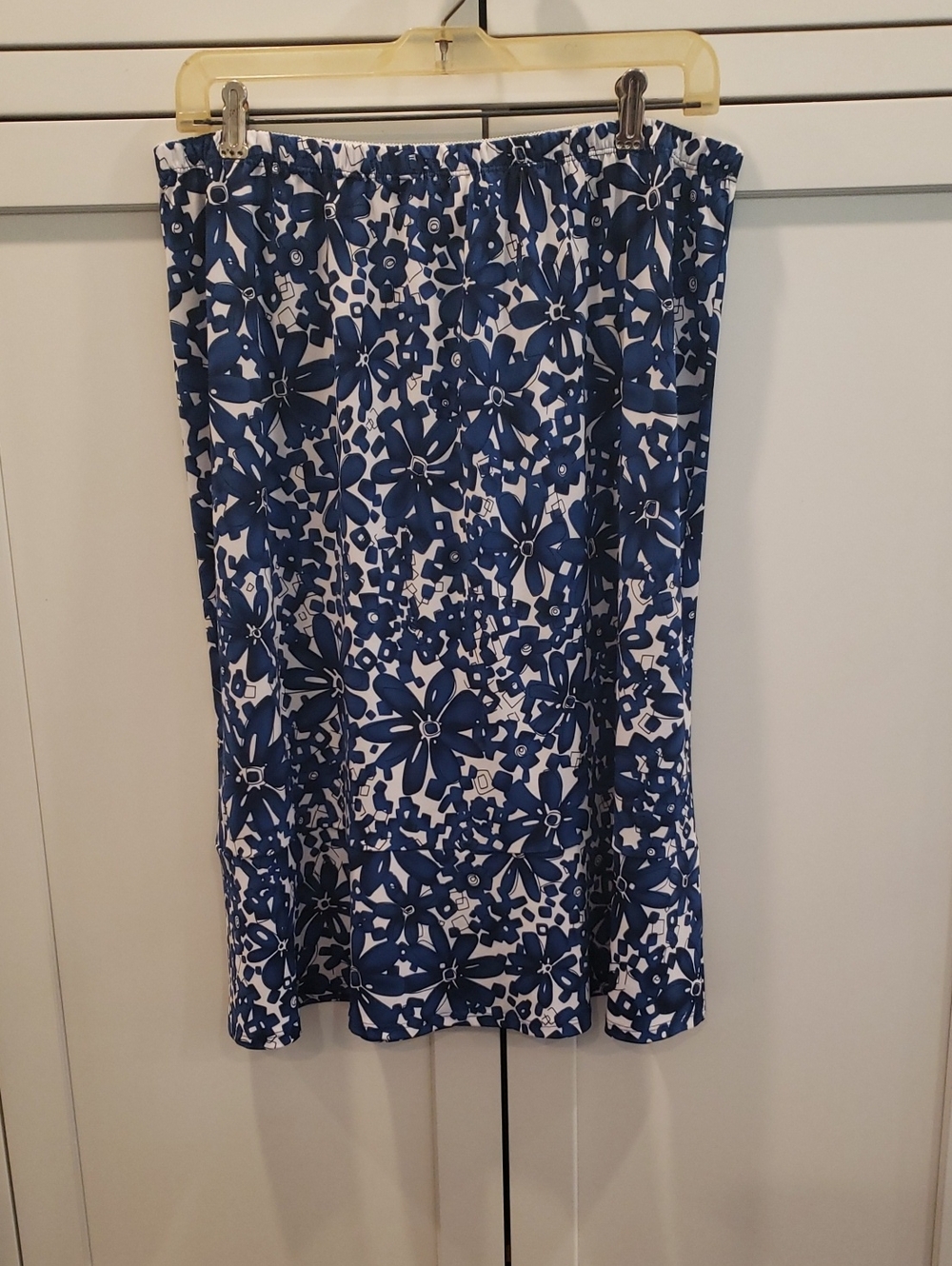 Christopher & Banks Blue and White Floral Midi Skirt